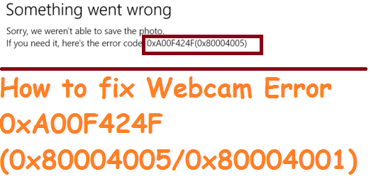 Webcam Error 0xA00F424F