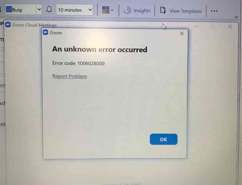 Zoom Error Code 1006028000