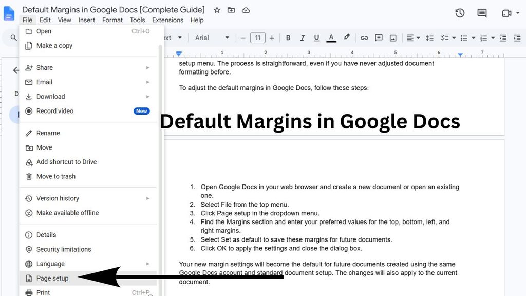 Default Margins in Google Docs