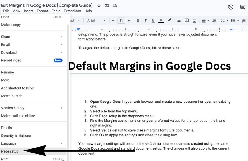 Default Margins in Google Docs
